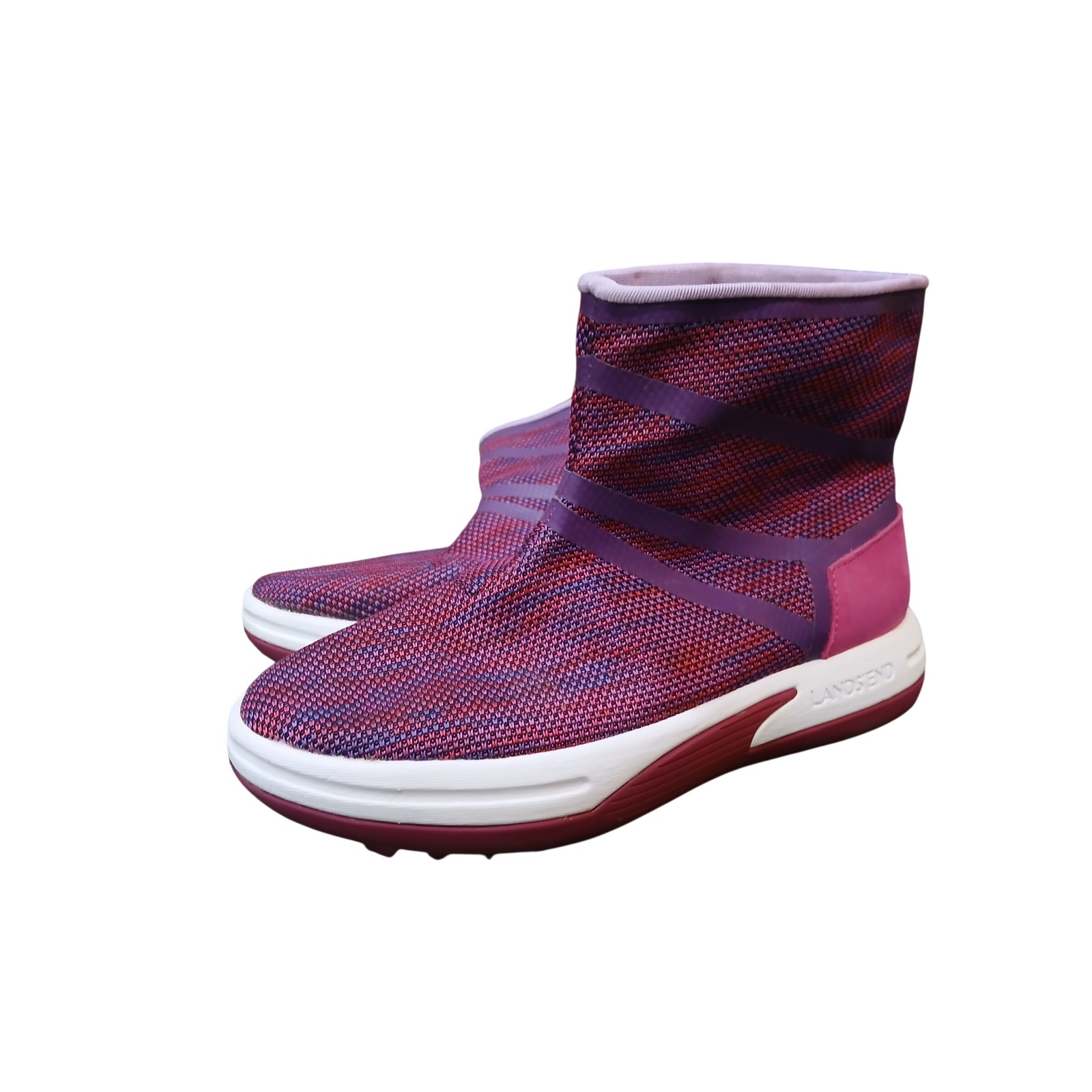 Lands End Girls Purple Pink Space Dye Knit Ankle Boots Sneakers Size 7